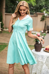 V-Ausschnitt 1950er Jahre Swing Kleid
